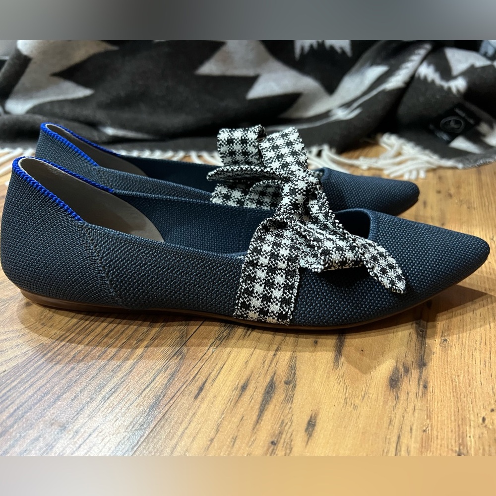 Rothy's Ink Gingham Mary Jane Points, size 8, NWOB